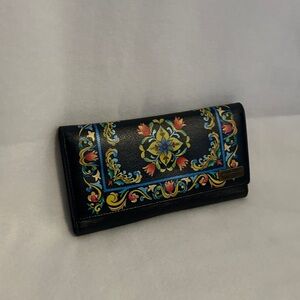 Anuschka Black Multicolor Floral Clutch